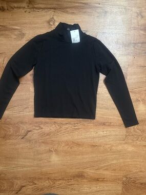 Forever 21 Black Mock Neck Long Sleeve Top